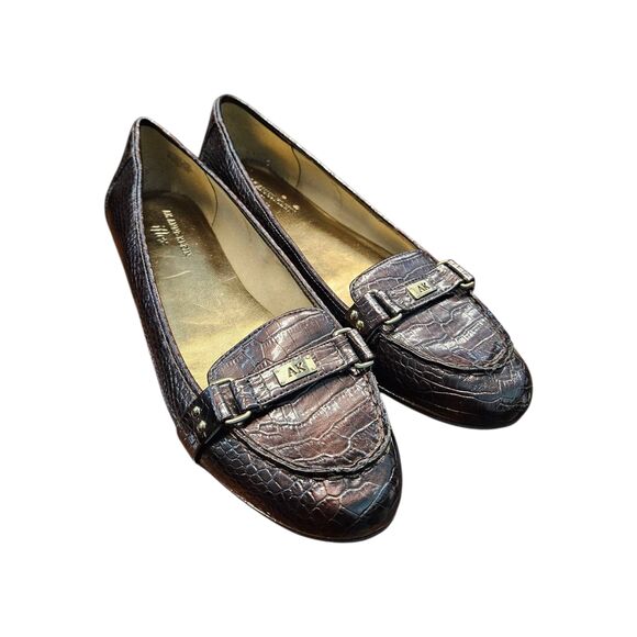 Anne Klein Shoes - Anne Klein Bronze Textured Loafers Womens size 10